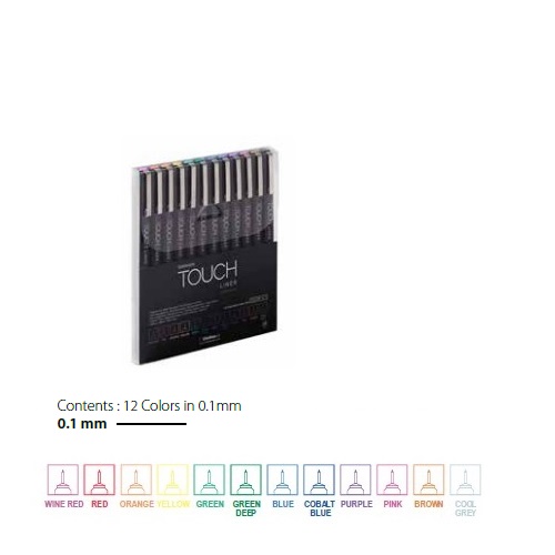 Набор маркеров Touch Liner 12 шт (0.1мм-colors)