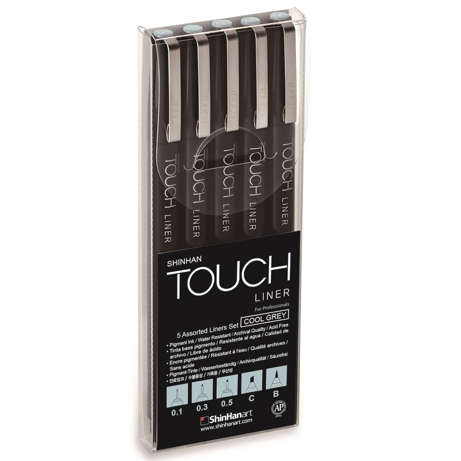 Набор маркеров Touch Liner Cool Grey 5 шт (0.1,0.3,0.5 мм, C, B)