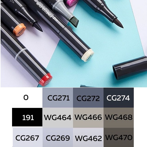 Finecolour набор маркеров Brush Mini Marker 12 шт. серые цвета