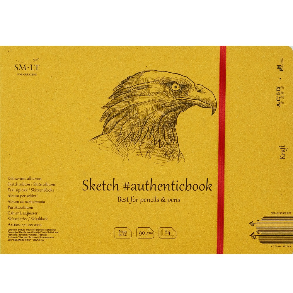Альбом-сшивка SKETCH BOOK Kraft SMLT,176x245мм, 24л, 90г/м, для эскизов, 5EB-24ST/KRAFT
