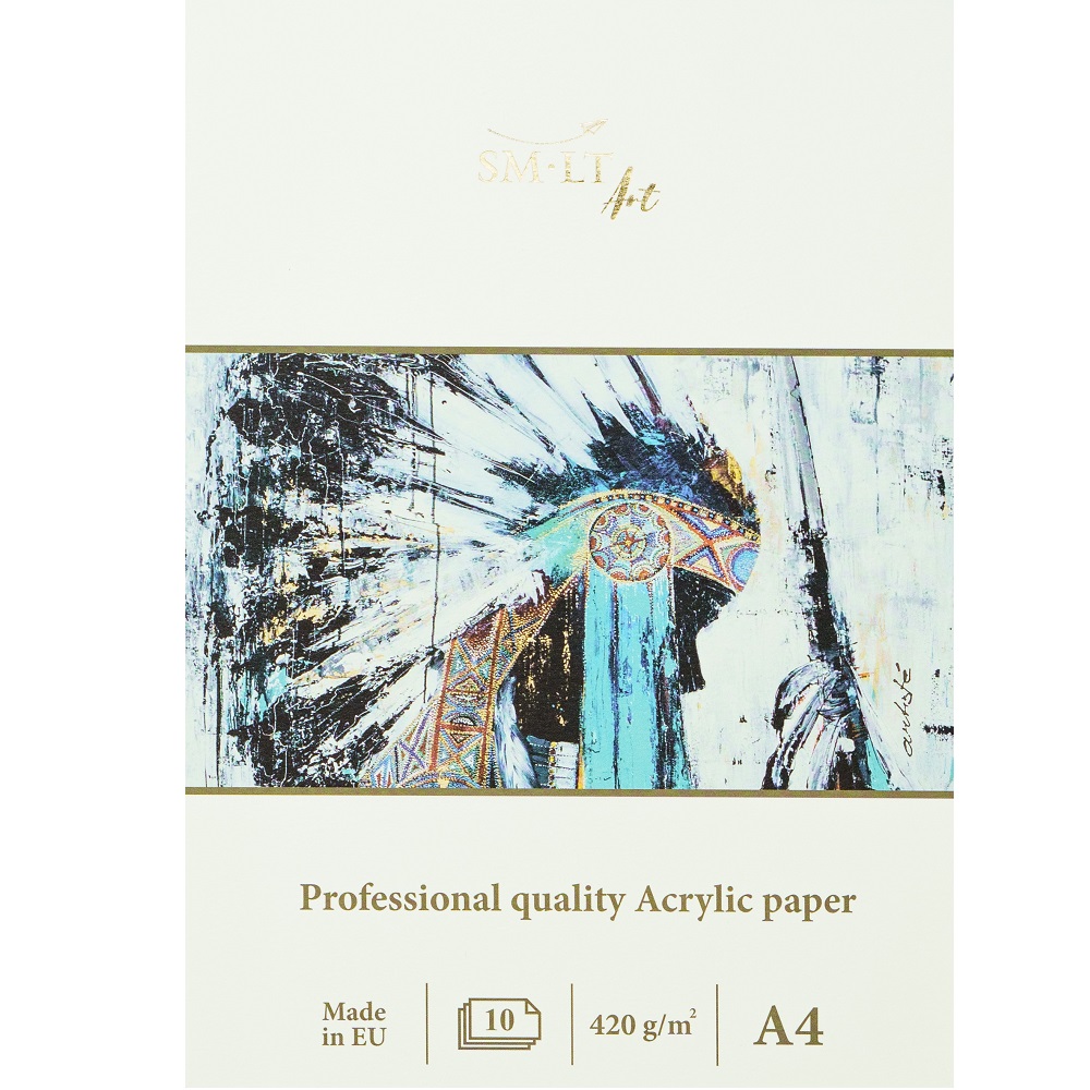 Альбом PROFESSIONAL ACRYLIC PAPER A4 SMLT , 10л, 420г/м, склейка, для рисования Акрилом