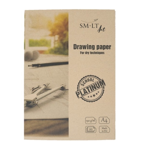 Бумага  для рисования в папке SMLT 190 г/м2, формат А4, 20 листов