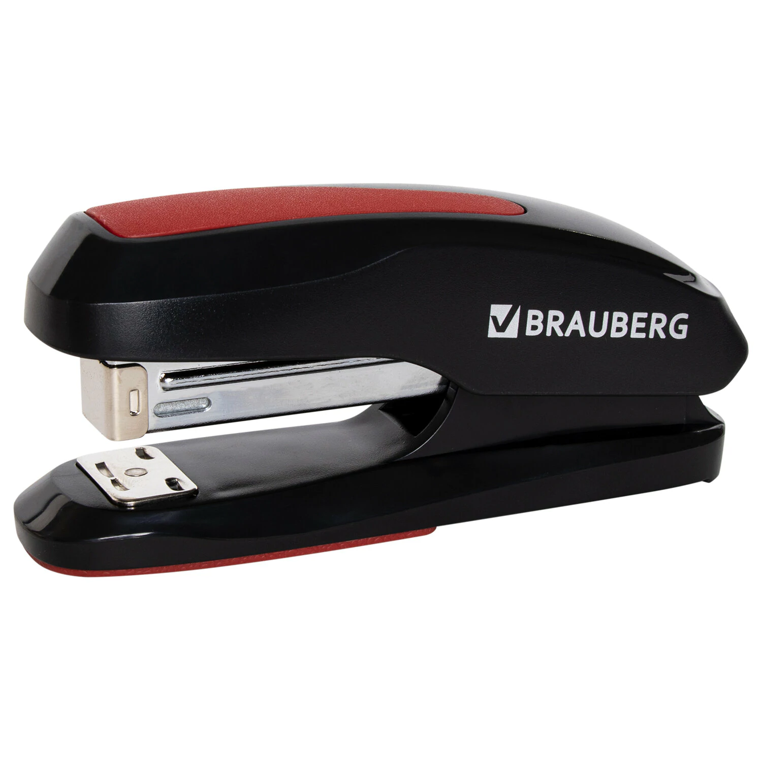 Степлер 24/6, 26/6 BRAUBERG, до 30 листов, черно-красный, 229085