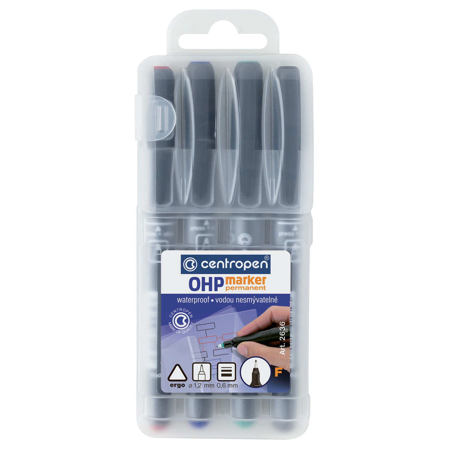 Набор маркеров перманентных CENTROPEN, 2634, 4 цвета, OHP, 0,6 мм, 626360401